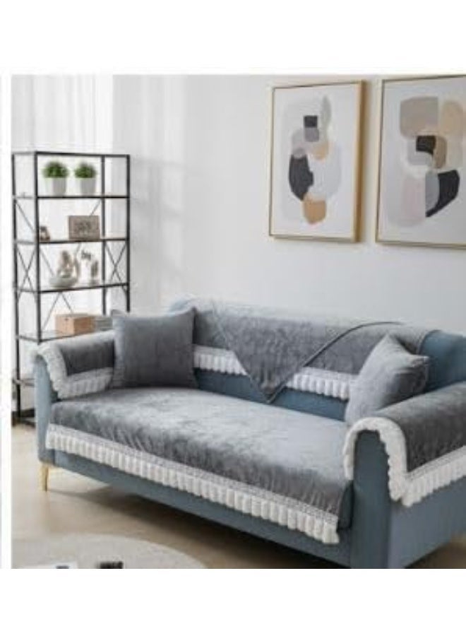 طقم غطاء كنب مبطن، رمادي، مكون من 10 قطع - Image 1